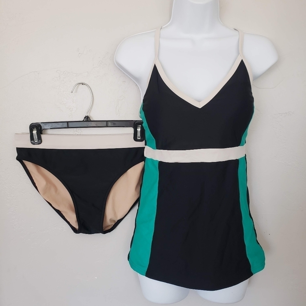 Downeast Basics Swim Suit High Tide Women's Medium Large Tankini Bikini Black